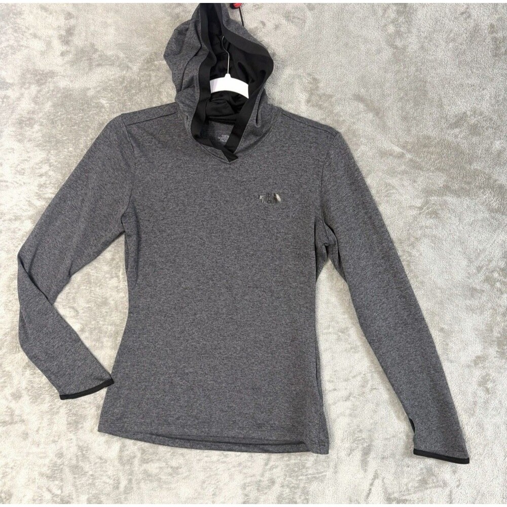 The‎ North Face Womens XS Gray Hoodie FlashDry Thumbholes Athletic Pullover